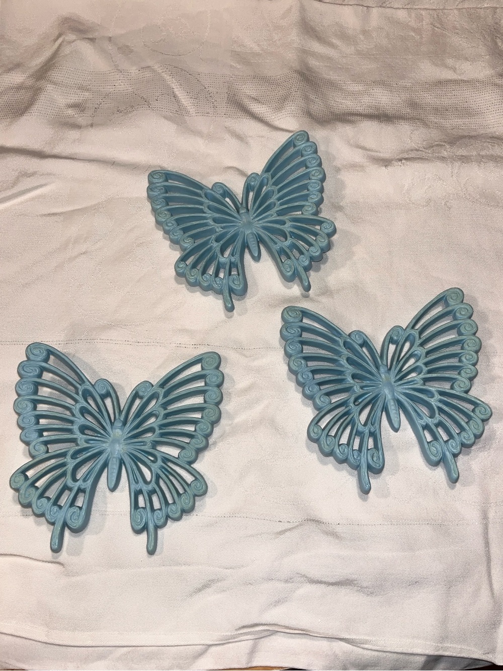 Vintage Set of 3 Blue Decorative Butterfly Wall Decor
